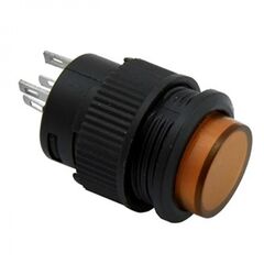 R16-503AD-Y LOCK, кнопочный переключатель с фиксацией, желтая led подсветка