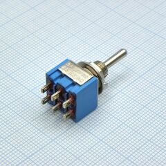 MTS-223, тумблер (on)-off-(on) 2 группы контактов 3а 250в