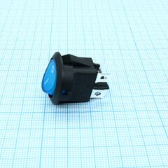 RK2-13D 2X1 B/BL"0-", выключатель клавишный on-off без подсветки цвет корпуса (черный) цвет кнопки (синий)