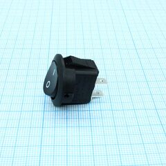 RK2-13 1X1 B/B"0-", выключатель клавишный on-off без подсветки цвет корпуса (черный) цвет кнопки (черный)
