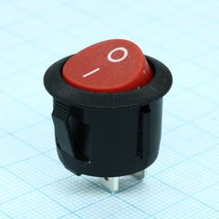 RL3-5ABRBT-H-G, выключатель клавишный круглый 6а 250в on-off 2 pin -красный-