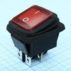 RWB-507 красный, выключатель клавишный с подсветкой и влагозащитой ip54 on-off (4c) 15а 250в