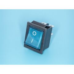 SWR-78BL/L, выключатель 220в 4 контакта 29х22мм с подсветкой, синий, вкл-выкл