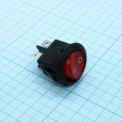 RK2-13D 2X1 B/R"0-", выключатель клавишный on-off без подсветки цвет корпуса (черный) цвет кнопки (красный)