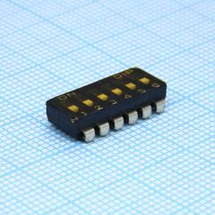 DJR-06-T-V-T/R, движковый переключатель 6 групп smd монтаж 2.54мм 25ма 24в с плёнкой