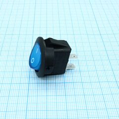 RK2-13 1X1 B/BL"0-", выключатель клавишный on-off без подсветки цвет корпуса (черный) цвет кнопки (синий)