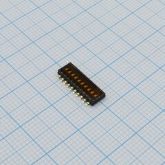 DHN-10F-T-V-T/R, движковый переключатель 10 групп smd монтаж 1.27мм 25ма 24в с плёнкой положение выкл