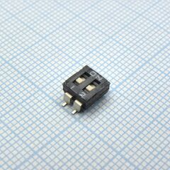 DMR-02-V, движковый переключатель 2 группы smd монтаж 2.54мм 25ма 24в