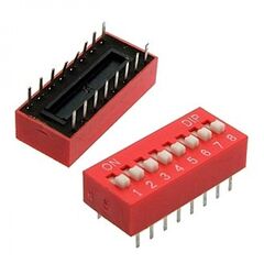 SWD1-8 (DS-08) (ВДМ1-8), dip-переключатель 8 групп слайд красный