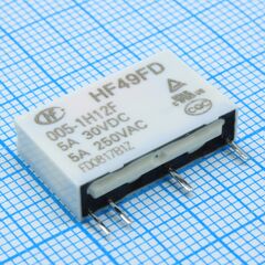 HF49FD/005-1H12F, реле, конфиг: 1a; uкатушки: 5 в; ac-dc: dc; pупр(max): 120 мвт; iкомм: 3 а; 20.06x5x12.5; монтаж: в отверстия на плату
