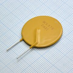 RXEF375, самовосстанавливающийся предохранитель ptc 3.75a(hold) 7.5a(trip) 72v 40a 3.2w 24s 0.03ohm, радиальные выводы, 27.2 x 3 x 31.8mm, россыпью