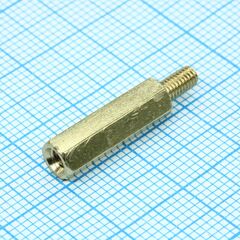 PCHSN-17, стойка латунная для печатной платы, шестигранная, м3, 17мм, отверстие- винт