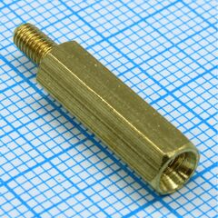 H-L1800-2400-5-03-1N1W-9, стойка для печатной платы, шестигранная., латунь, м3, 18 мм, отверстие- винт