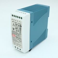 MDR-40-24, преобразователь ac-dc на din-рейку 40вт, выход 24в/1,66a, рег. вых 24…30в, вход 85…264v ac, 47…63гц /120…370в dc, изоляция 3000в ac, в кожухе 40х90х100мм, -20…+70°с