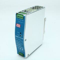 NDR-75-48, преобразователь ac-dc на din-рейку 77вт, вход 90…264v ac, 47…63гц /127…370в dc, выход 48в/1.6a, рег. вых 48…55в, изоляция 3000в ac, в кожухе 32х125.2х102мм, -20…+60°с