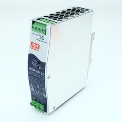 WDR-60-12, преобразователь ac-dc на din-рейку 60вт, выход 12в/0…5a, рег. вых=12…15в, вход 180…550v ac, 47…63гц /254…780v dc, изоляция 3000в ac, в кожухе 32х125.2х102мм, -30…+85°с