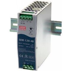 SDR-120-48, преобразователь ac-dc на din-рейку 120вт, выход 48в/2.5a (пиковый 3,75а), рег.вых=48...55в, вход 88…264vac, 47…63гц / 127…370vdc, изоляция 3000v ac, в кожухе : 40х125.2х114мм, -25…+70°с