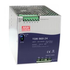 TDR-960-48, ac-dc, 960вт, ккм, 3-х фазный, вход 340…550в ac, 47…63/480…780в dc, выход 48в/20a, рег. вых 24...28в, изоляция 3000в ac, в кожухе на din-рейку 110х125.2х150мм, -30…+70°с