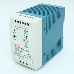 MDR-100-12, преобразователь ac-dc на din-рейку 100вт, выход 12в/8a, рег. вых 12…15в, вход 85…264v ac, 47…63гц /120…370в dc, изоляция 3000в ac, в кожухе 55х90х100мм, -10…+60°с