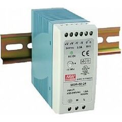MDR-60-24, преобразователь ac-dc на din-рейку 60вт, выход 24в/0…2,5a, рег. вых 24…30в, вход 85…264v ac, 47…63гц /120…370в dc, изоляция 3000в ac, в кожухе 40х90х100мм, -20…+70°с