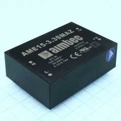 AME15-3.3SMAZ, ac/dc, 15вт, вход 90…264в, выход 3.3в/3а, изоляция 4000в ac, кпд 73%, максимальная емкостная нагрузка не более 4700мкф, 65x46.5x20.1мм, -40…85°c, пластик