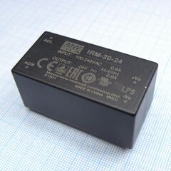 IRM-20-24, ac-dc, 21.6 вт, вход 85...264в ac 47...440 гц, 120...370b dc, выход 24в/0.9а, изоляция 3000в ac, в корпусе на плату 52.4x27x24мм, -30...+70°c