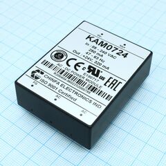 KAM0724, ac-dc, 7вт, выход 24в/0.32a, рег. вых=±10%uном, вход 85…265v ac, 47…63гц / 120...370v dc, изоляция 3000v ac, в кожухе 58х45х19мм, -20…+50°с