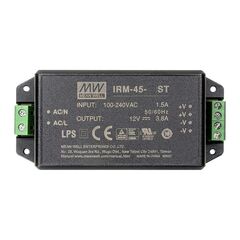 IRM-45-24ST, ac-dc, 45.6вт, вход 85...305в ac 47...440 гц, 120...430b dc, выход 24в/1.9а, изоляция 3000в ac, в корпусе на шасси, 109x52x33.5мм, -30...+70°c, винтовые зажимы