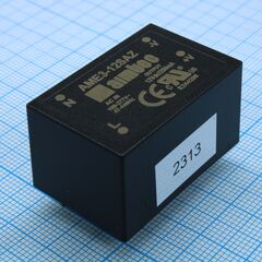AME3-12SAZ, ac/dc, 3вт, вход 90…305в, выход 12в/0.25а, изоляция 3000в ac, кпд 73%, максимальная емкостная нагрузка не более 680мкф, 35.6x23.31x19.32мм, -40…80°c, пластик