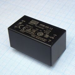 IRM-05-12, ac-dc, 5.04 вт, вход 85...264в ac 47...440 гц, 120...370b dc, выход 12в/0.42а, изоляция 3000в ac, в корпусе на плату 45.7х25.4х21.5мм, -30...+70°c