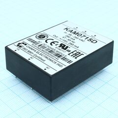 KAM0715D, ac-dc, 7вт, выход +-15в/+-0.25a, вход 85…265v ac, 47…63гц / 120...370v dc, изоляция 3000v ac, в кожухе 58х45х19мм, -20…+50°с