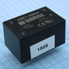 AME1-24SAZ, ac/dc, 1вт, вход 90…305в, выход 24в/0.042а, изоляция 3000в ac, кпд 78%, максимальная емкостная нагрузка не более 470мкф, 35.6x23.31x19.32мм, -40…80°c, пластик