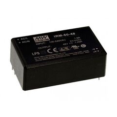 IRM-60-15, ac-dc, 60вт, вход 85...264в ac 47...440 гц, выход 15в/4а, изоляция 3000в ac, в корпусе на плату 87x52x29.5мм, -30...+70°c