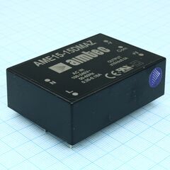 AME15-15DMAZ, ac-dc, 15вт, два выхода ±15в/±0.5а, вход 90…264v ac, 47…440гц / 130...370v dc, изоляция 4000v ac, в корпусе на плату 65х46.5х21мм, -40…+85°с