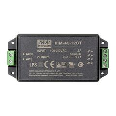 IRM-45-12ST, ac-dc, 45.6вт, вход 85...305в ac 47...440 гц, 120...430b dc, выход 12в/3.8а, изоляция 3000в ac, в корпусе на шасси, 109x52x33.5мм, -30...+70°c, винтовые зажимы