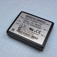 WDD15-05S4U, dc-dc, 15вт, uвх=9...36в, uвых=5в/3а, изоляция 1500в dc, 50.8x40.6х10.2 мм, -40°с…+61°с