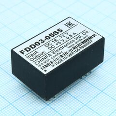FDD03-05S5, dc-dc, 2.5вт, вход 18…72в, выход 5в/500ма, изоляция 1500в dc, корпус dip24, 31.8х20.3х12.7мм, -40°с…+71°с