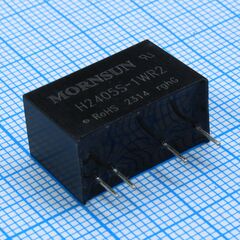H2405S-1WR2, преобразователь dc/dc на печатную плату 1вт, вход 24(21.6…26.4)в, выход 5в/200ма, изоляция 6000в dc, кпд 81% -40…+85°c