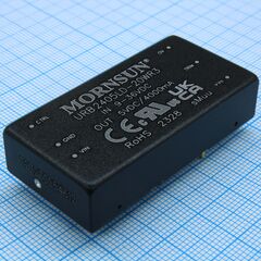 URB2405LD-20WR3, dc/dc, 20вт, вход 9…36в, выход 5в/4а, изоляция 1500в dc, кпд 86…88%, максимальная емкостная нагрузка не более 10000мкф, вход on/off, 2x1", 50.8x25.4x11.8мм, -40…85°c, металл