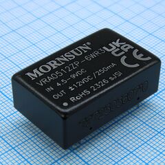 VRA0512ZP-6WR3, преобразователь dc/dc на печатную плату 6вт вход 5в, выход ±12в, 250ма (tht)