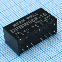 DPBW06F-15, dc-dc, 6вт, uвх=9…36в, выход ±15в/±200ма, изоляция 1500в dc, корпус sip8 21.8х9.2х11.1мм, -40°с…+85°с