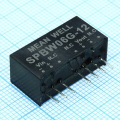 SPBW06G-12, dc-dc, 6вт, uвх=18…75в, выход 12в/500ма, изоляция 1500в dc, корпус sip8 21.8х9.2х11.1мм, -40°с…+85°с