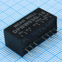 DPBW03G-15, dc-dc, 3вт, uвх=18…75в, выход ±15в/±100ма, изоляция 1500в dc, корпус sip8 21.8х9.2х11.1мм, -40°с…+85°с