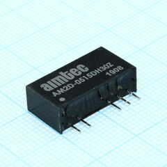 AM2D-0515DH30Z, dc/dc, 2вт, вход 4.5…5.5в, выход ±15в/±0.067а, изоляция 3000в dc, кпд 80%, максимальная емкостная нагрузка не более ±220мкф, sip7, 19.5x6x10мм, -40…85°c, пластик