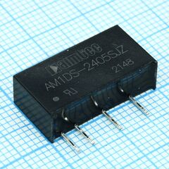 AM1DS-2405SJZ, dc/dc, 1вт, вход 21.6…26.4в, выход 5в/0.02…0.2а, изоляция 1500в dc, кпд 79%, максимальная емкостная нагрузка не более 2400мкф, sip7, 19.65x6x10.16мм, -40…105°c, пластик