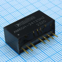 AM6GH-2412SNZ, dc/dc, 6вт, вход 9…36в, выход 12в/0.5а, изоляция 1600в dc, кпд 86%, максимальная емкостная нагрузка не более 470мкф, вход on/off, sip8, 22x9.5x12мм, -40…105°c, пластик