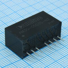 AM3G-0503S-NZ, dc/dc, 3вт, вход 4.5…9в, выход 3.3в/0.758а, изоляция 1500в dc, кпд 68%, максимальная емкостная нагрузка не более 1800мкф, вход on/off, sip8, 22x9.5x12мм, -40…100°c, пластик