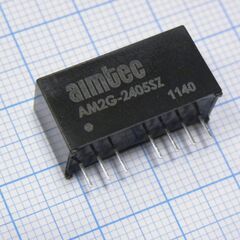 AM3G-0515S-NZ, dc/dc, 3вт, вход 4.5…9в, выход 15в/0.167а, изоляция 1500в dc, кпд 74%, максимальная емкостная нагрузка не более 470мкф, вход on/off, sip8, 22x9.5x12мм, -40…100°c, пластик