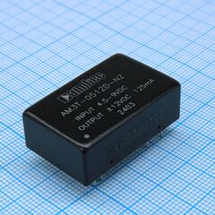 AM3T-0512D-NZ, dc/dc, 3вт, вход 4.5…9в, выход ±12в/0.125а, изоляция 1500в dc, кпд 78%, максимальная емкостная нагрузка не более ±1800мкф, dip24, 32x20x10.8мм, -40…85°c, металл