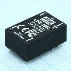 LDB-350L, dc/dc led повышающий/понижающий, вход 9…36в, выход 2…40в/0.35а, кпд до 91%, вход on/off/dimm, 31.8x20.3x12.2мм, dip, -40…71°c, пластик
